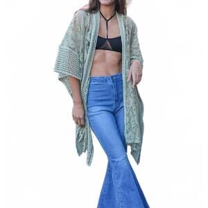 NEW LETO floral kimono perfect summer cover in sage